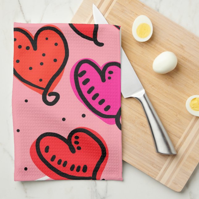 Hearts Kitchen Towel (Quarter Fold)