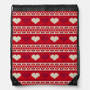 Hearts knitting seamless pattern 1 + your ideas drawstring bag