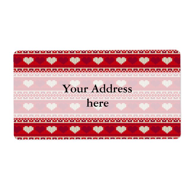 Hearts knitting seamless pattern 1 + your ideas label (Front)