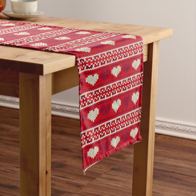 Hearts knitting seamless pattern 1 + your ideas long table runner (In Situ)