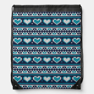 Hearts knitting seamless pattern 2 + your ideas drawstring bag