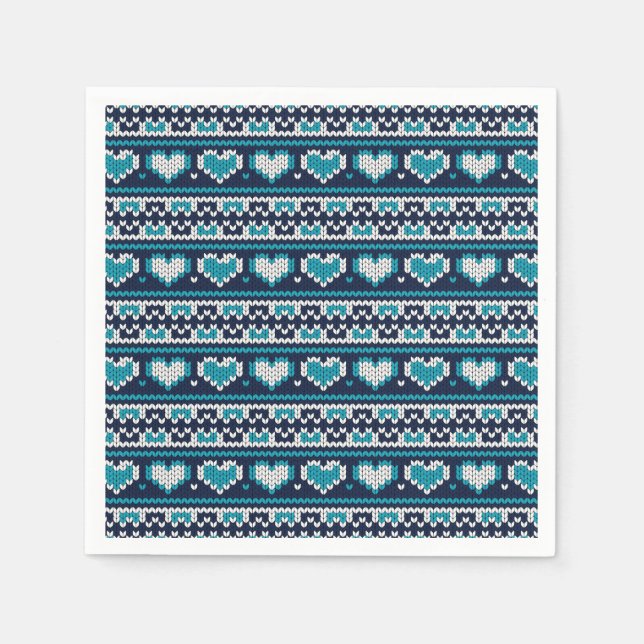 Hearts knitting seamless pattern 2 + your ideas paper napkins (Front)