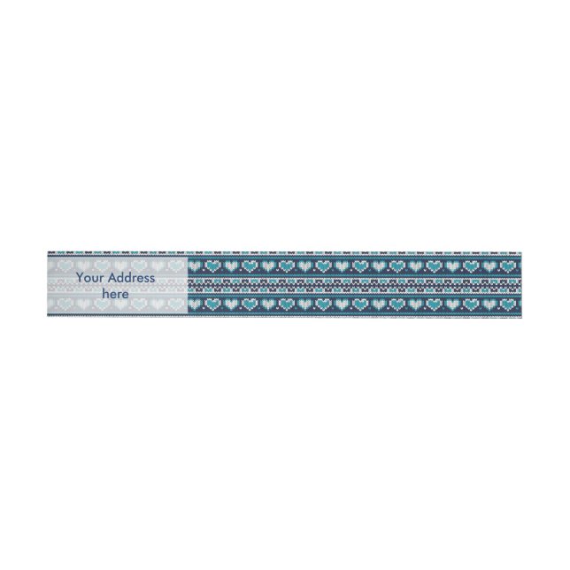Hearts knitting seamless pattern 2 + your ideas wrap around address label (Individual)