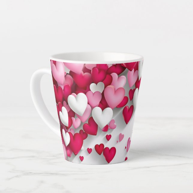 Hearts Latte Mug (Left Angle)