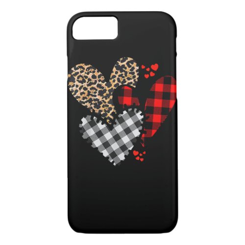 Hearts Leopard Buffalo Plaid Valentines Day 2023 H iPhone 87 Case
