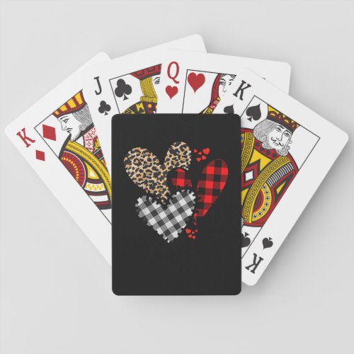 Hearts Leopard Buffalo Plaid Valentines Day 2023 H Playing Cards