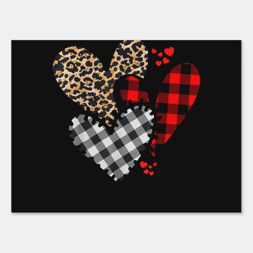 Hearts Leopard Buffalo Plaid Valentines Day 2023 H Sign