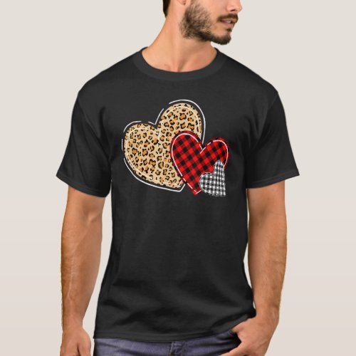 Hearts Leopard Buffalo Plaid Valentines Day 2023 H T_Shirt