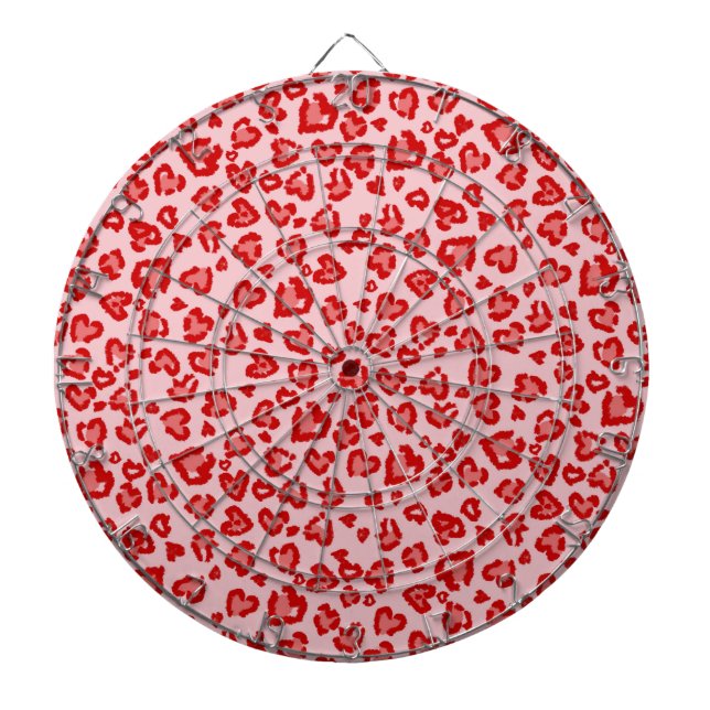 Hearts Leopard Pattern in Red on Blush Dart Board (Front)
