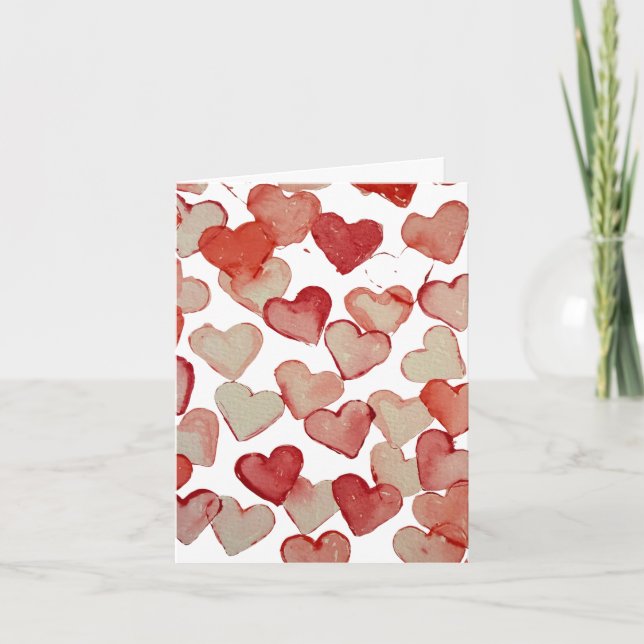 Hearts Letterpress Thank You Card (Front)