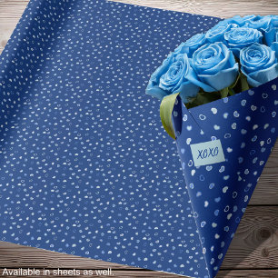 Hearts - Light Blue on Dark Blue - Rolls Wrapping Paper