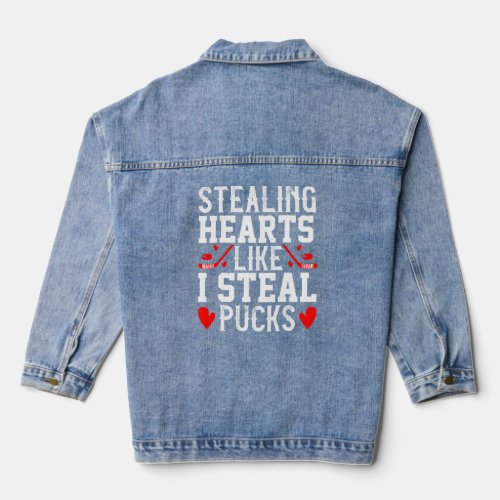 Hearts Like I Steal Pucks San Valentine   Denim Jacket