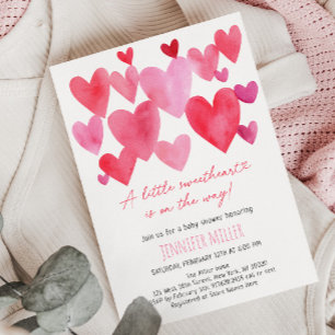 Hearts Little Sweetheart Baby Shower Invitation
