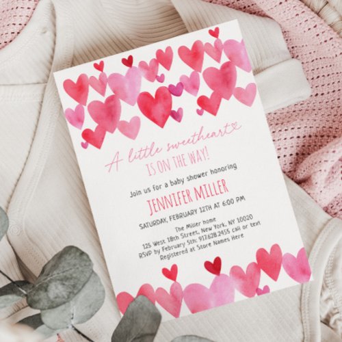 Hearts Little Sweetheart Baby Shower Invitation