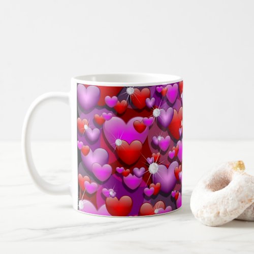 Hearts Love and Diamonds Coffee Mug