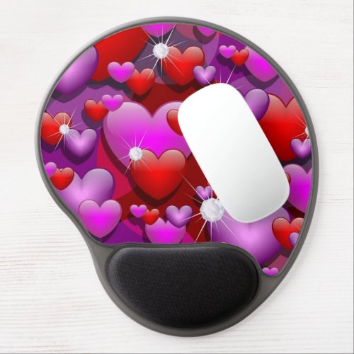 Hearts Love and Diamonds Gel Mouse Pad