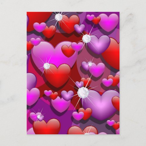 Hearts Love and Diamonds Holiday Postcard