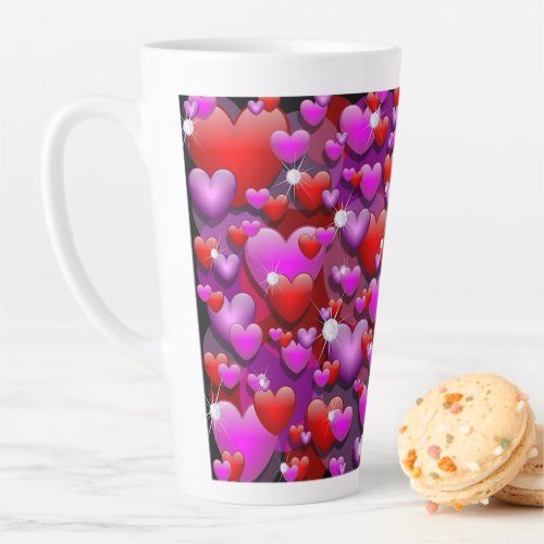 Hearts Love and Diamonds Latte Mug