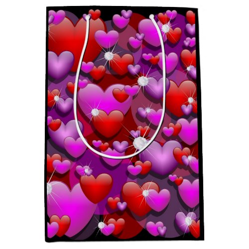 Hearts Love and Diamonds Medium Gift Bag