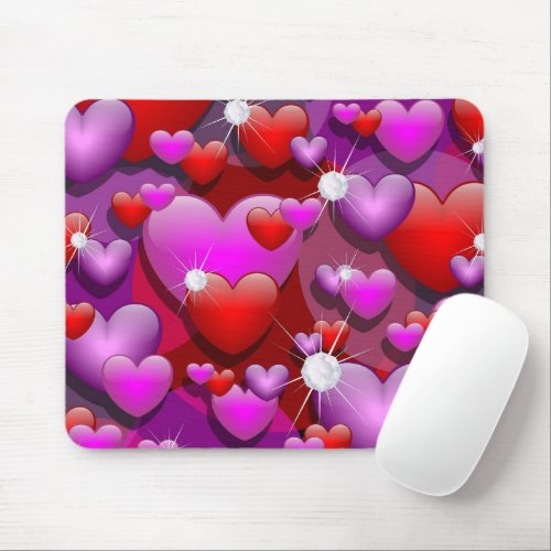 Hearts Love and Diamonds Mouse Pad