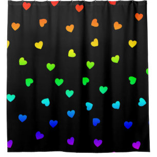 hearts love colorful romantic ombre rainbow shower curtain