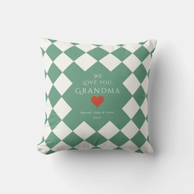 Hearts Love Gift for Parents Grandparents Red Fern Throw Pillow (Front)