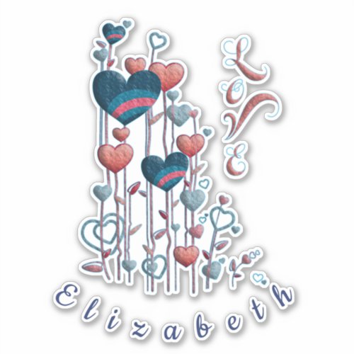 Hearts Love Grows Sticker