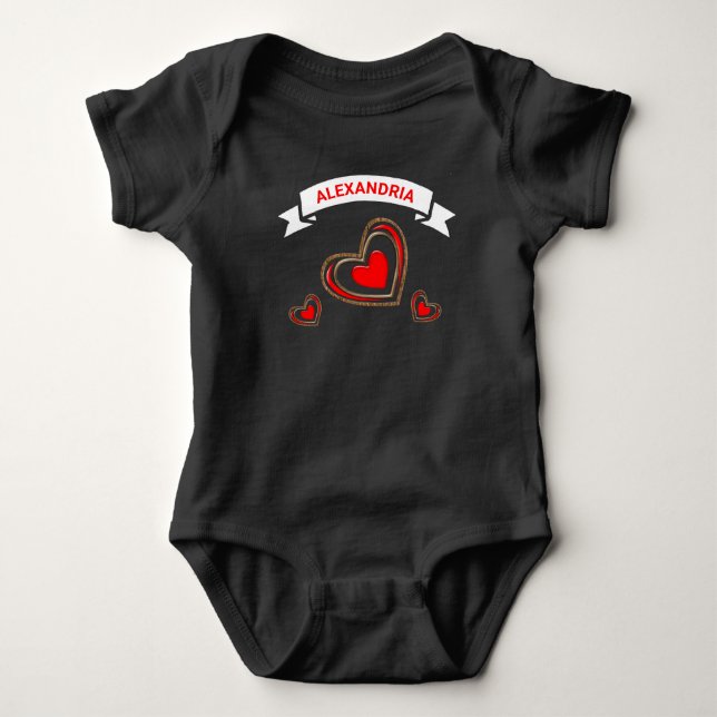 Hearts Love Kid Infant Boy Girl Personalize  Baby Bodysuit (Front)
