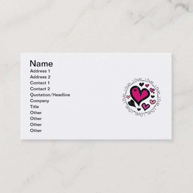 Hearts Love Love Love Business Card (Front)
