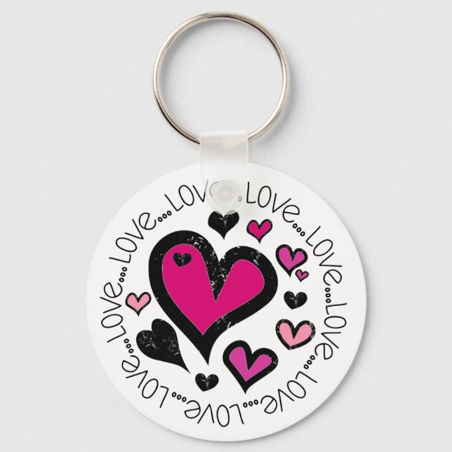 Hearts Love Love Love Keychain (Front)