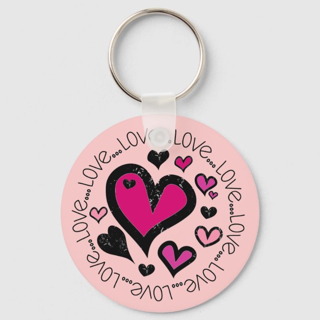 Hearts Love Love Love Keychain (Front)