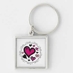Hearts Love Love Love Keychain