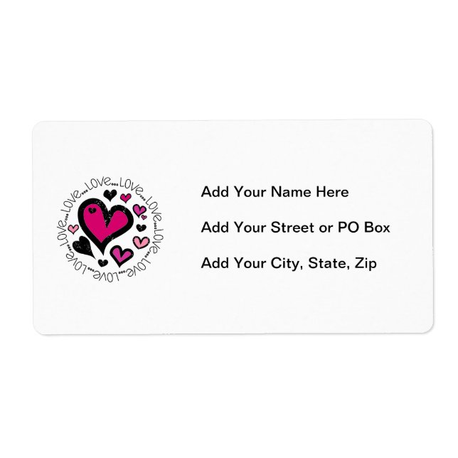 Hearts Love Love Love Label (Front)