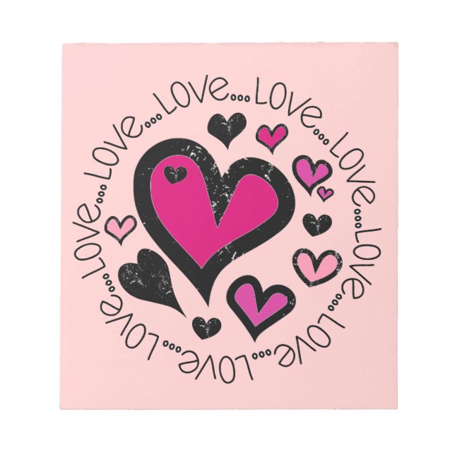 Hearts Love Love Love Notepad (Front)