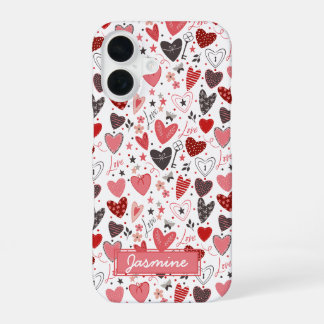 Hearts Love Pattern iPhone 16 Case