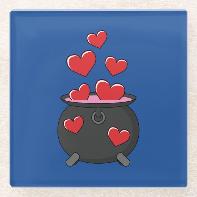 Hearts Love Potion Glass Coaster (Front)