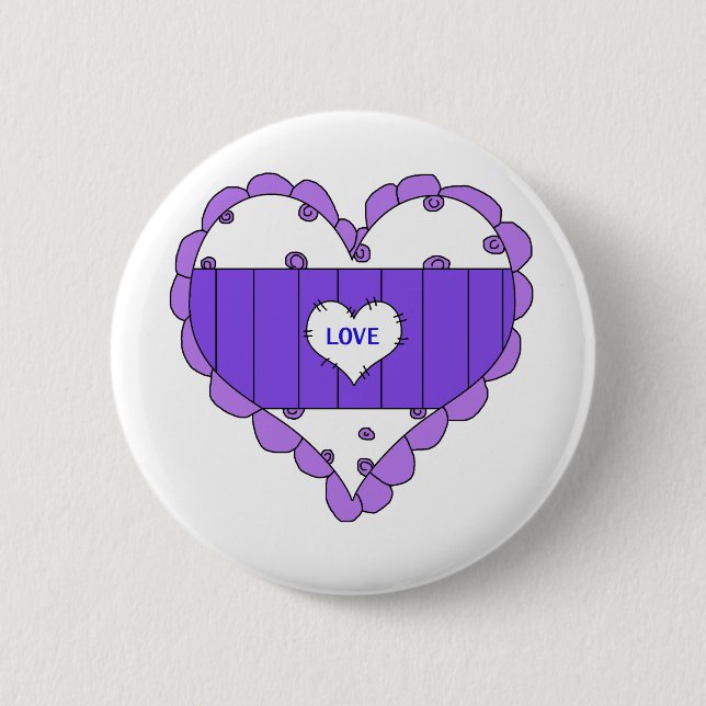 Hearts Love Purple Kids Stuff Pinback Button (Front)