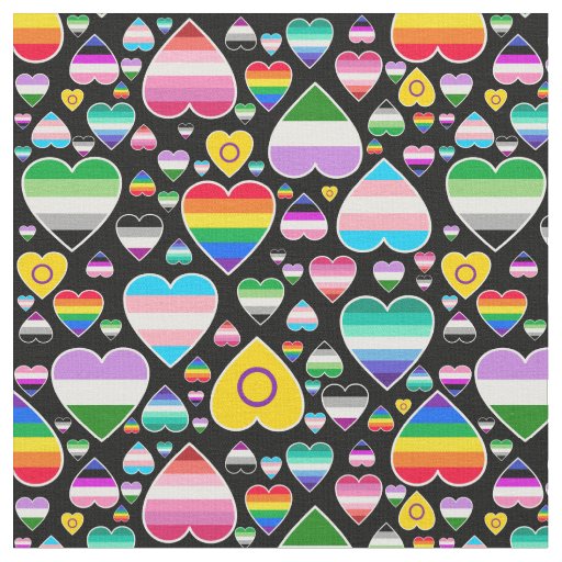 hearts love rainbow colorful pride flags lgbtq  fabric