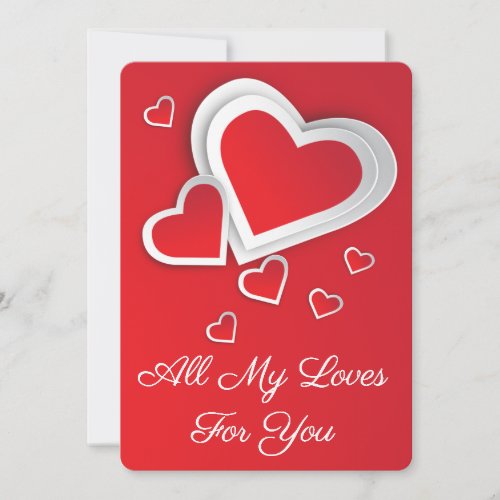 Hearts Love Shape with Red White Design Card