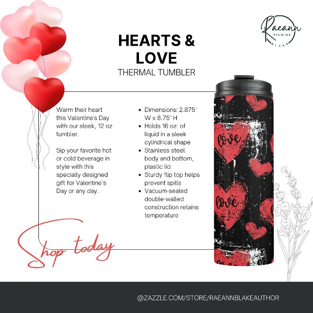 Hearts & Love Thermal Tumbler (Creator Uploaded)