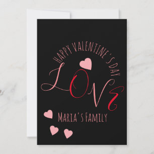 Hearts Love Valentines Day Pink Red Script Heart Invitation