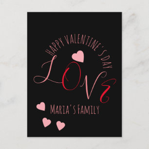 Hearts Love Valentines Day Pink Red Script Heart Postcard