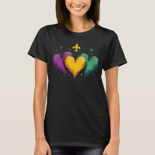 Hearts Mardi Gras New Orleans Carnival Vintage T-Shirt