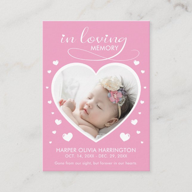 Hearts Memorial Photo Funeral Card (Front)
