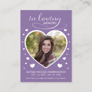 Hearts Memorial Photo Funeral Card