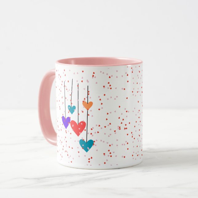 Hearts Modern Art Design Mug (Front Left)