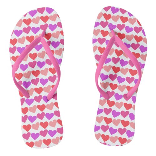 HEARTS Modern Groovy Love Bridesmaids Valentines  Flip Flops