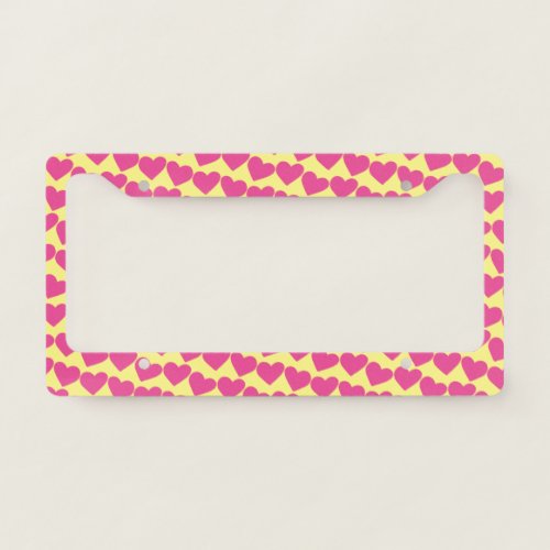 HEARTS Modern Groovy Love Friendship Valentines License Plate Frame