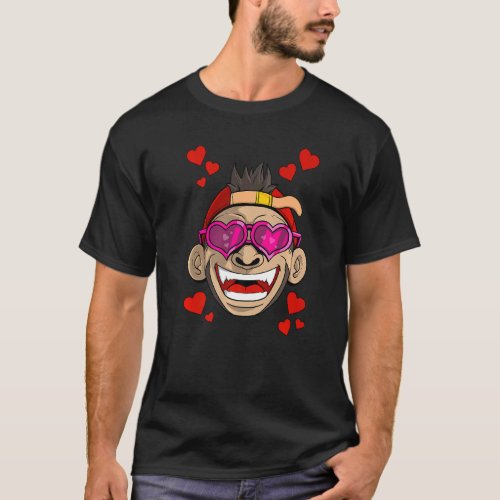 Hearts Monkey Love Valentine S Day Mother S Day T_Shirt