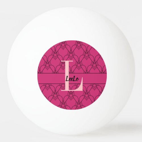 Hearts Monogram and Name Custom Ping Pong Ball